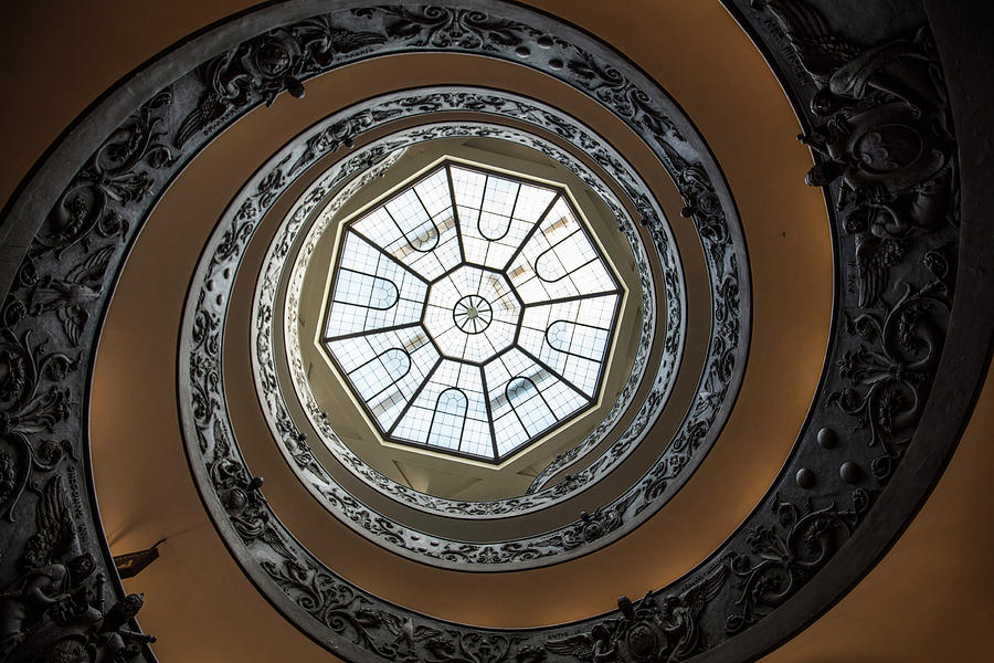 Looking up Spiral Staircase Vatican  Photograph by John McGraw