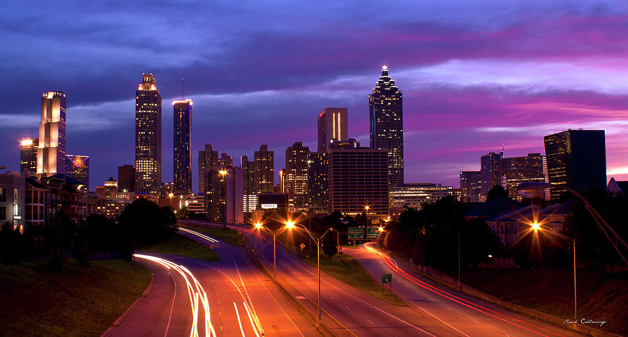 Looking West Atlanta Downtown Sunset Art Photograph by Reid Callaway