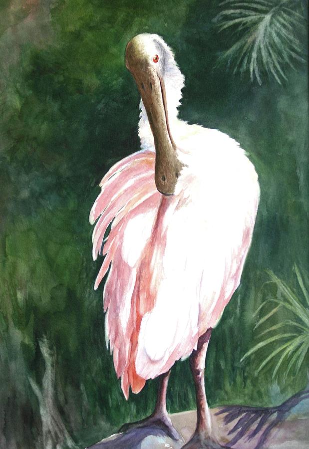 Spoonbill Painting - Lookn Back - Spoonbill by Roxanne Tobaison