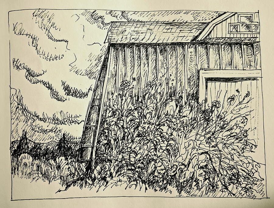 Barn Drawing - Looming Barn by Bonnie See