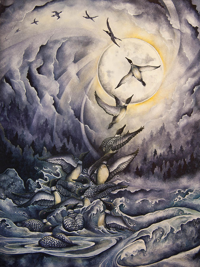 Loon Painting - Loonar Eclipse by Christina Meeusen