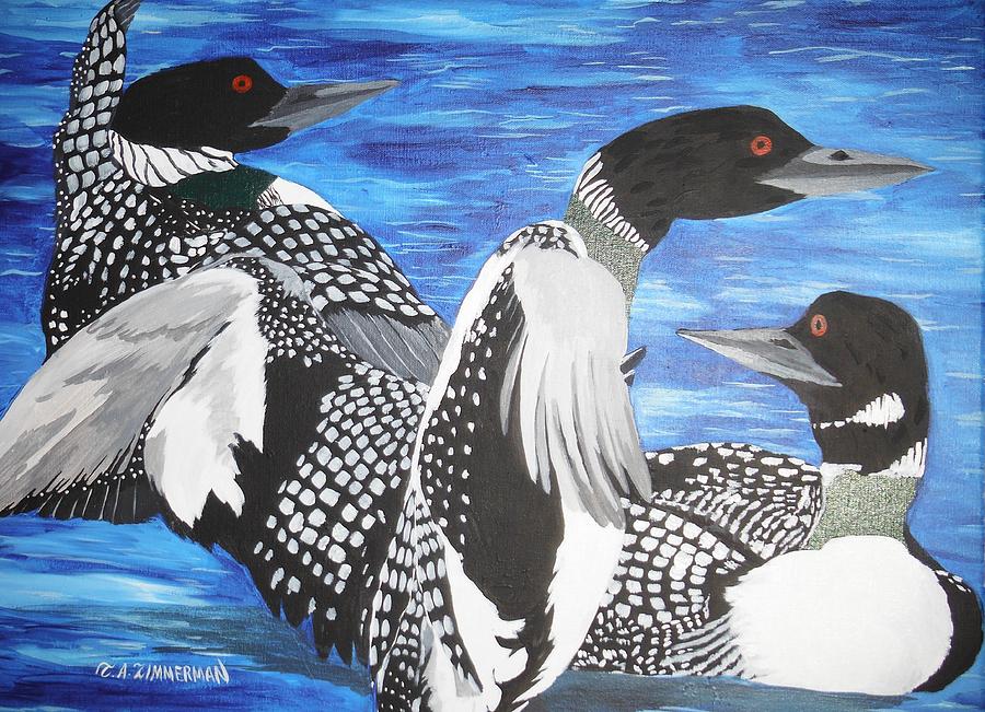 Loons Painting by Thomas Zimmerman | Fine Art America