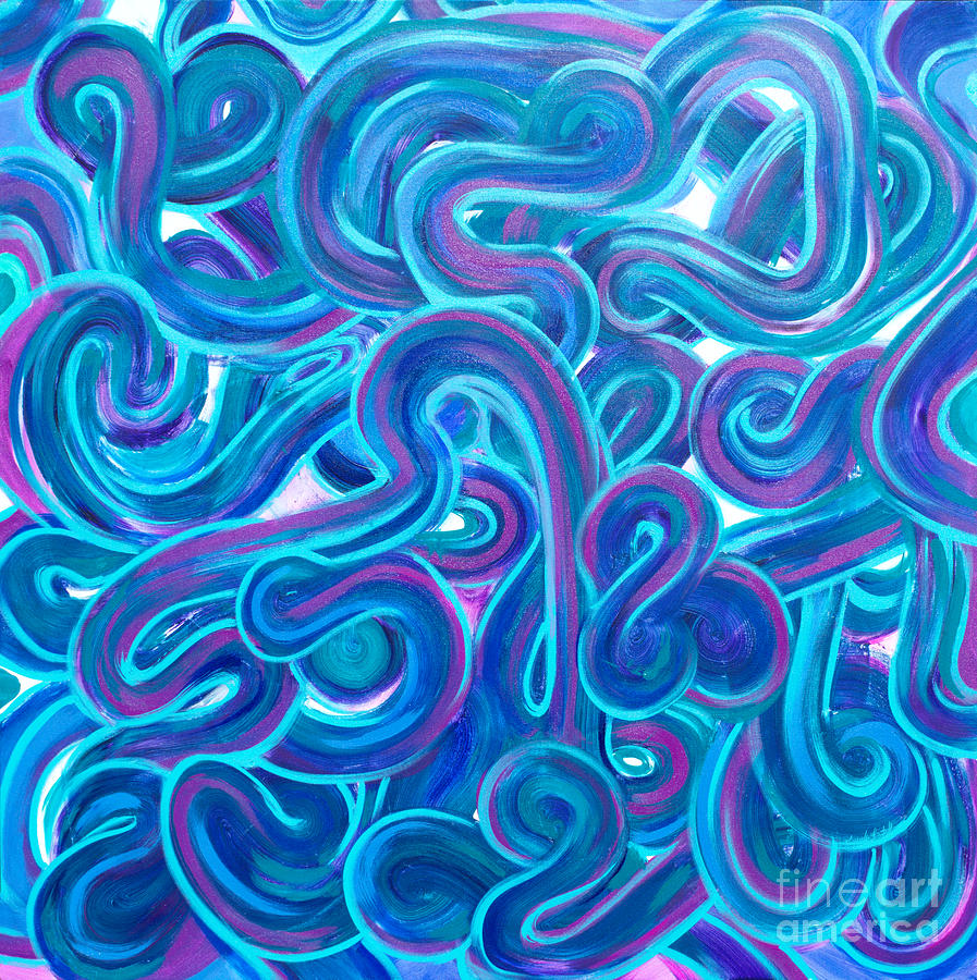 Looping Sapphire Strand Painting by Priscilla Batzell Expressionist Art Studio Gallery
