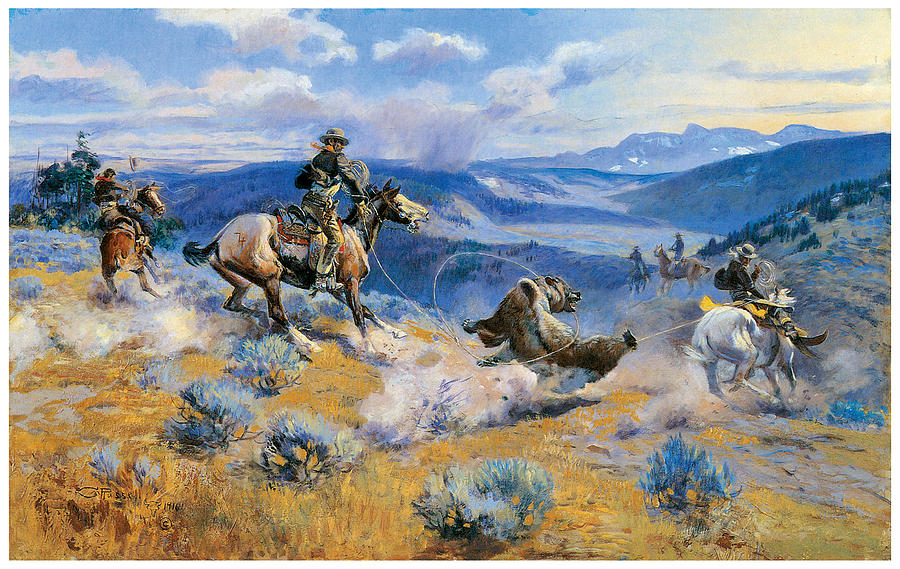 Charles Marion Russell Painting - Loops and Swift Horses are Suere than Lead by Charles Marion Russell