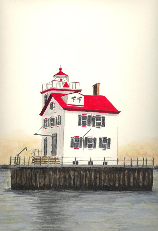 Lorain Lighthouse Painting by Michael Vigliotti