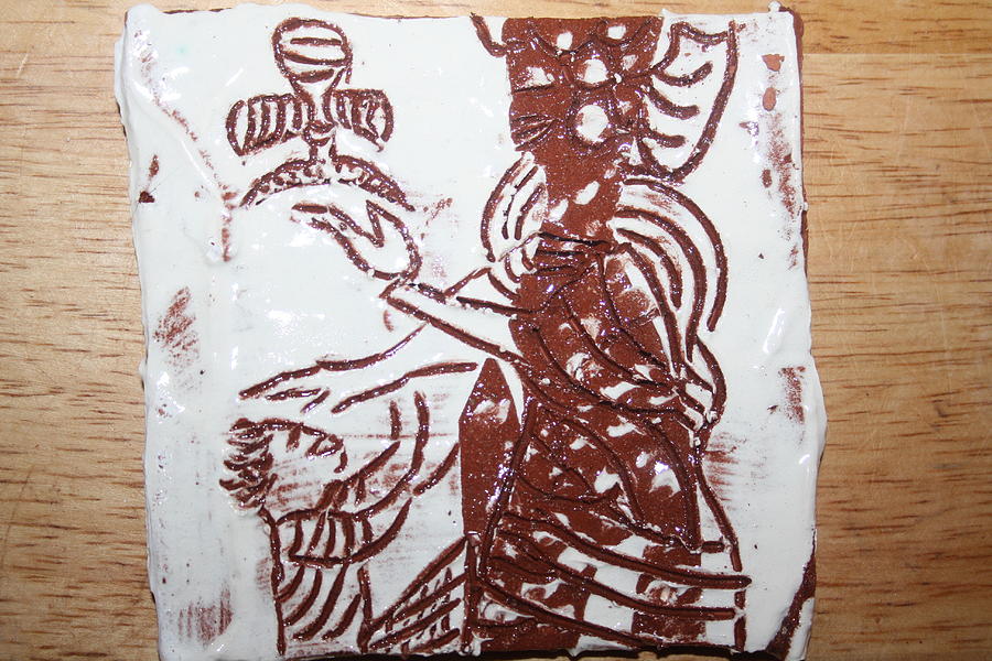 Lord bless me 13 - tile Ceramic Art by Gloria Ssali