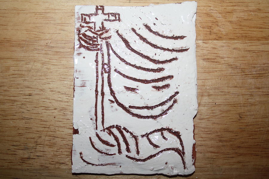 Lord bless me 20 - tile Ceramic Art by Gloria Ssali