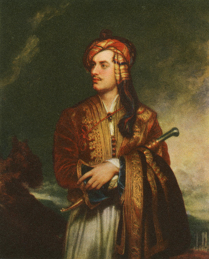 Portrait Drawing - Lord Byron In Albanian Dress by Vintage Design Pics