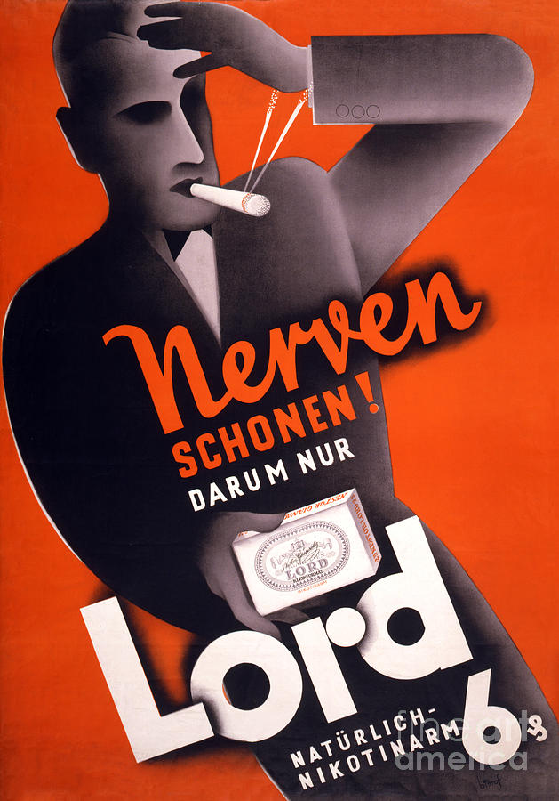 Vintage Painting - Lord Cigarettes German Vintage Poster Restored by Vintage Treasure