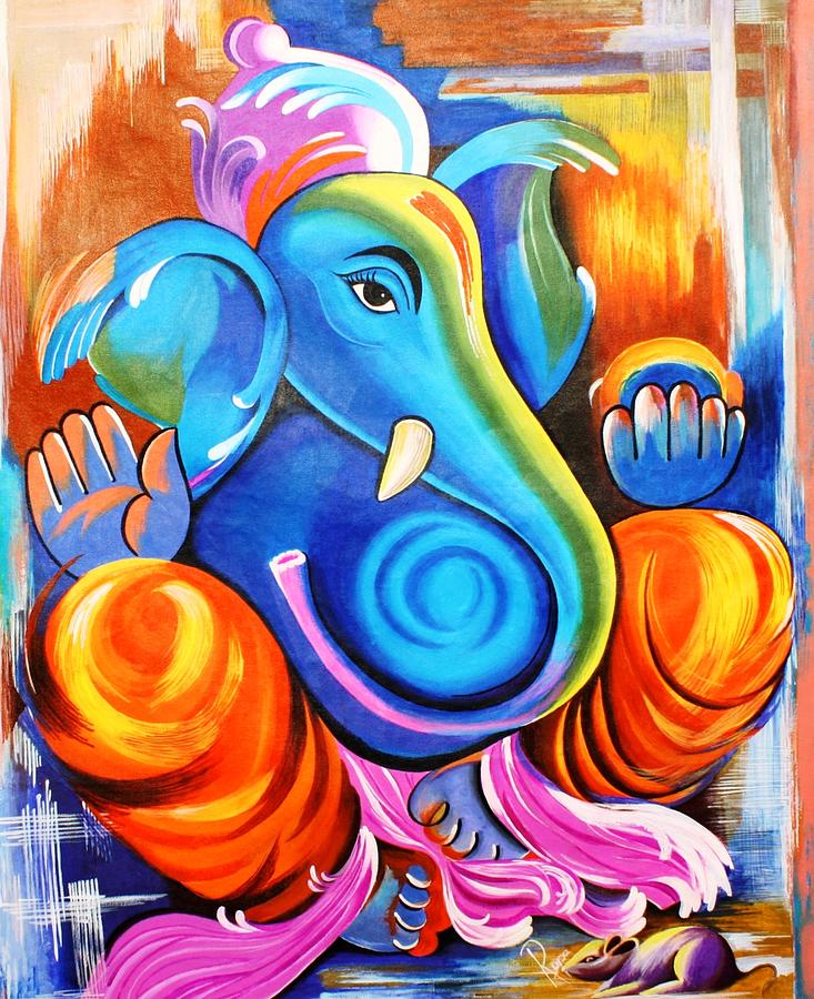 Abstract Painting - Lord Ganesh  by Rupa Prakash