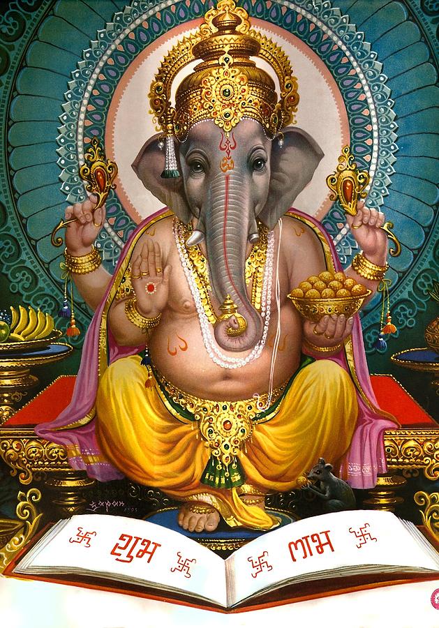Buddha Mixed Media - Lord Ganesha God Elephant Hindu Poster Yoga Meditation by Magdalena Walulik