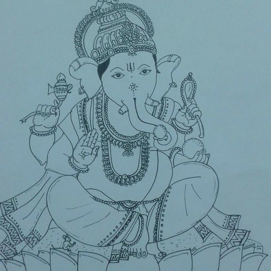 Lord Ganesha Drawing by Bharat Rai | Saatchi Art-saigonsouth.com.vn