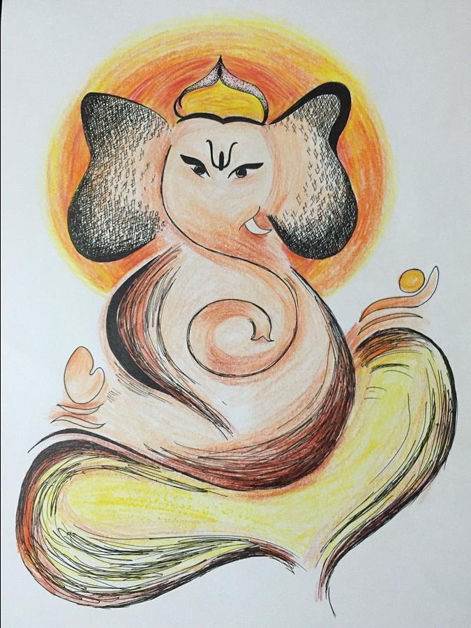 Drawing Sketch Hindu God Lord Ganesha Ganpati Creative Outline Editable  Stock Vector by ©manjunaths88@gmail.com 419781656