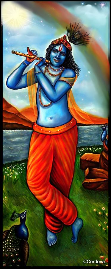 Lord Krishna- Hindu Deity Painting by Carmen Cordova