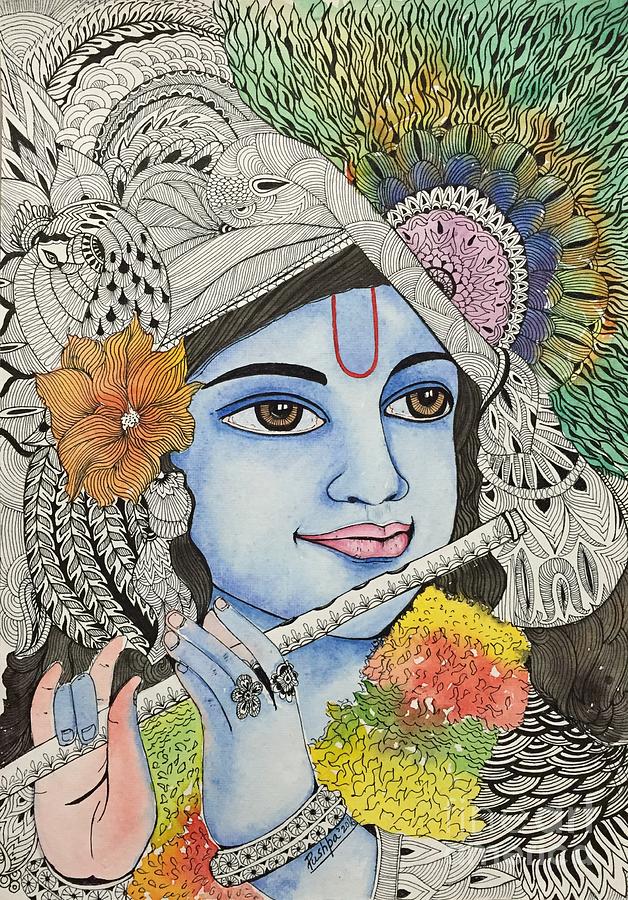 Krishna Drawing Wallpapers - Wallpaper Cave-saigonsouth.com.vn