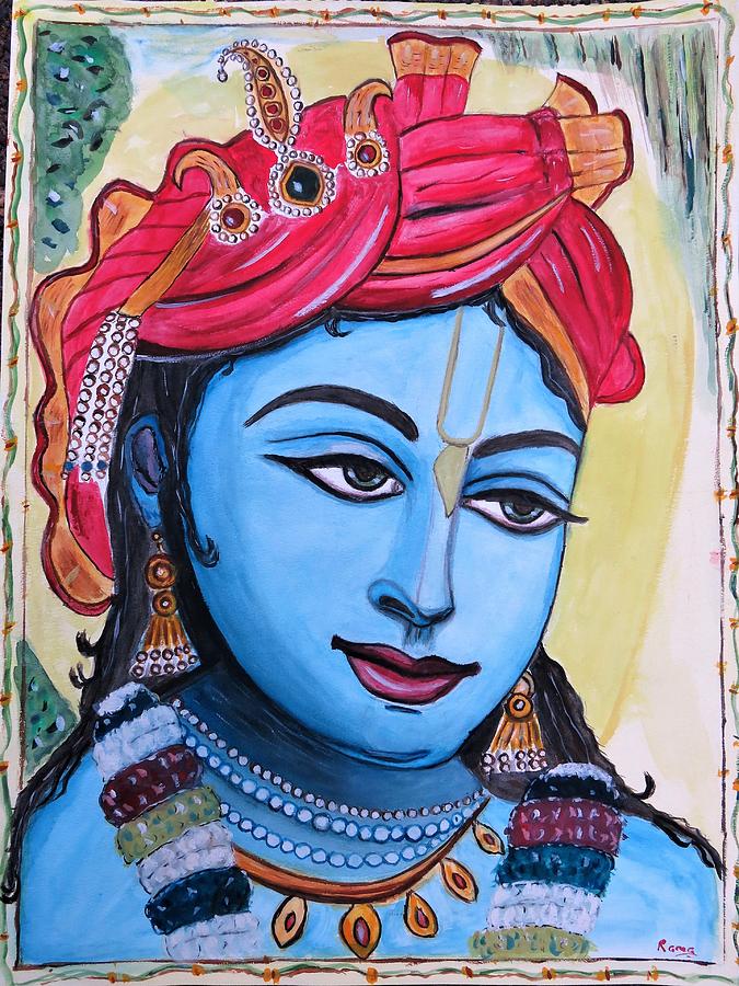 Lord Krishna Painting by Rama Chakravarthy