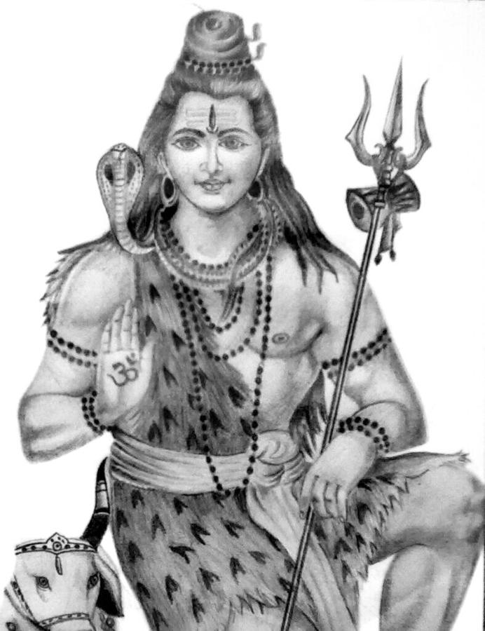 Lord Shiva Drawing by Arun P Raj