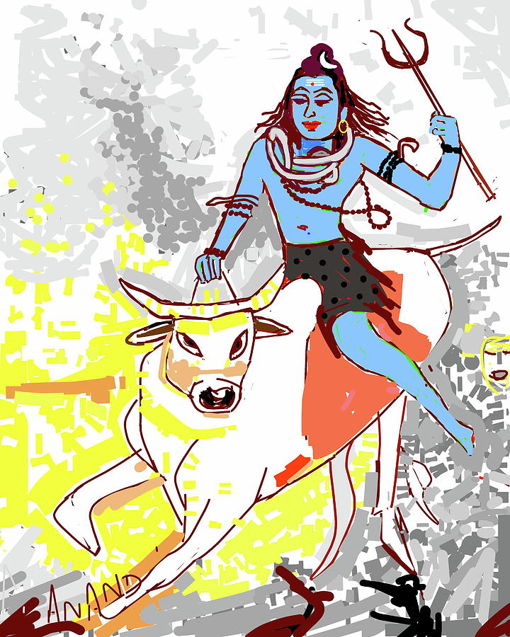 Lord Shiva And The Bull Digital Art by Anand Swaroop Manchiraju