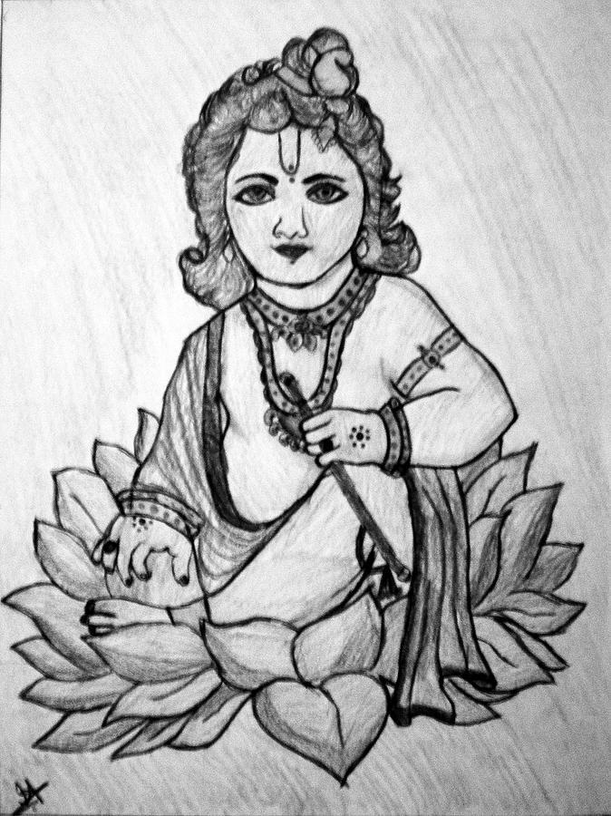 Lord Sri Krishna Drawing by Indu Raghavan