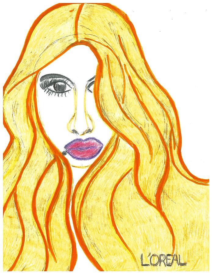 People Drawing - Loreal Girl by Carla Bembry