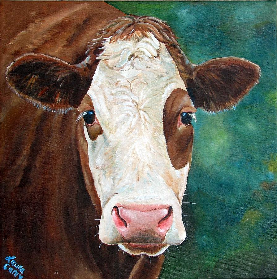 Cow Painting - Loretta by Laura Carey