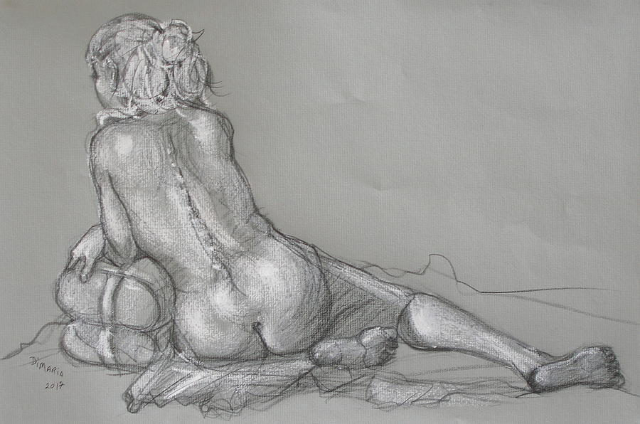 Lori Reclining with Hair Up Drawing by Donelli  DiMaria