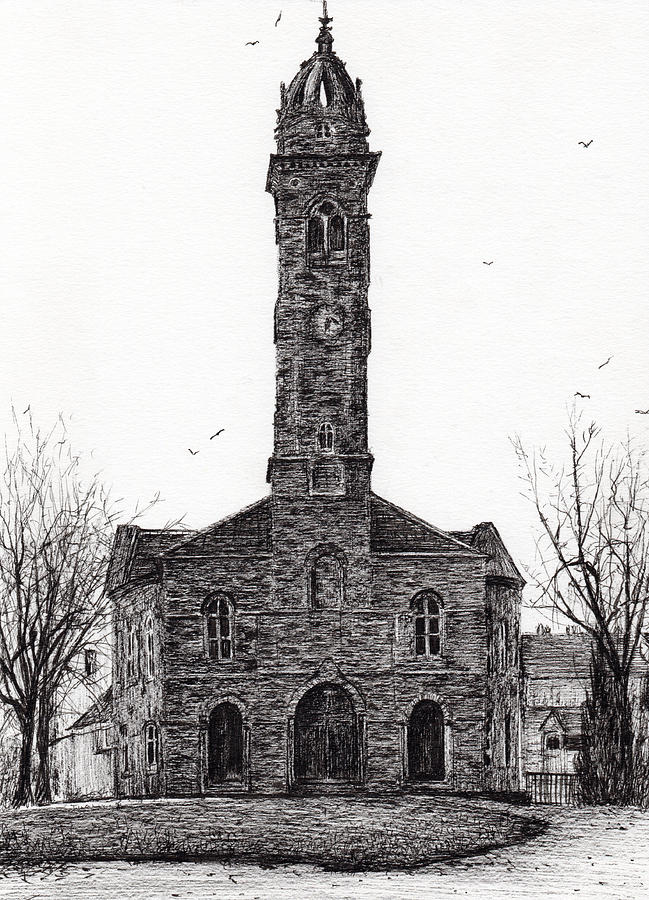 Black And White Drawing - Lorne and Lowland parish church by Vincent Alexander Booth