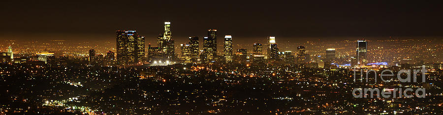 Los Angeles At Night Panorama 2 Photograph by Bob Christopher