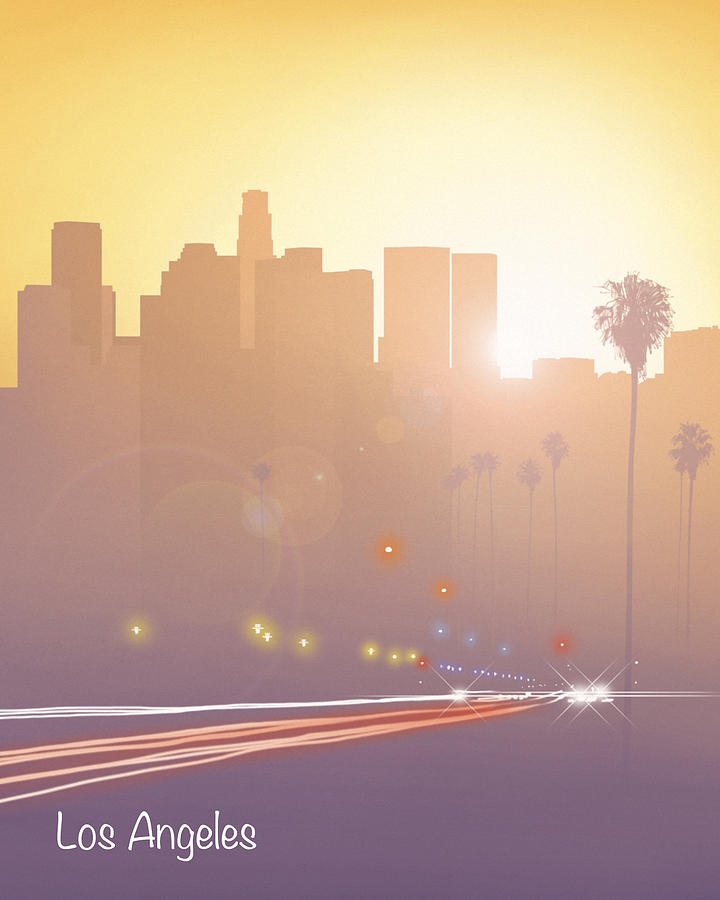 Los Angeles At Sunset Digital Art by Edward Carlos