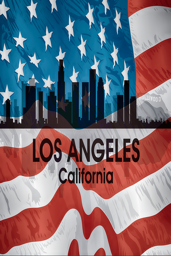 Los Angeles CA American Flag Vertical Digital Art by Angelina Tamez