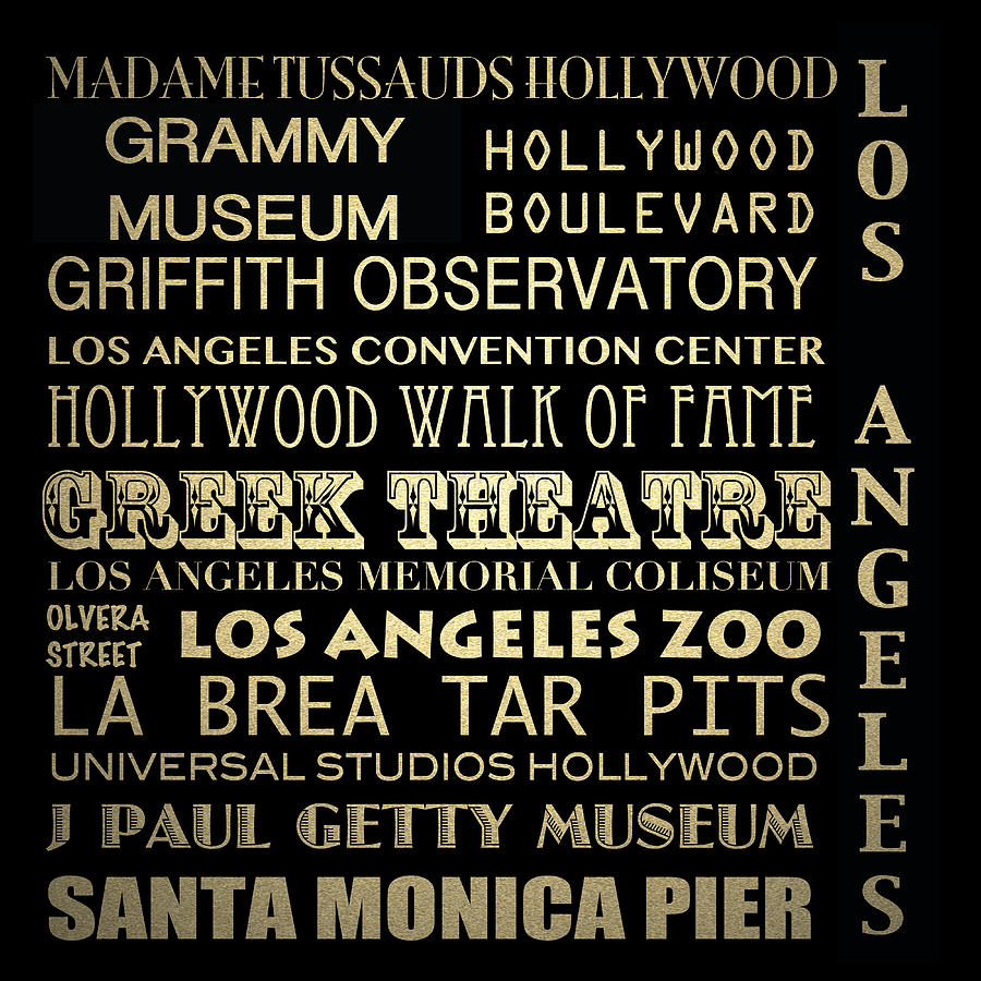 Los Angeles Digital Art - Los Angeles California Famous Landmarks by Patricia Lintner