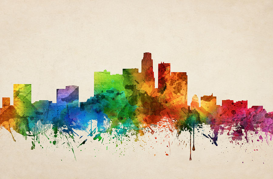 Los Angeles Painting - Los Angeles California Skyline 05 by Aged Pixel