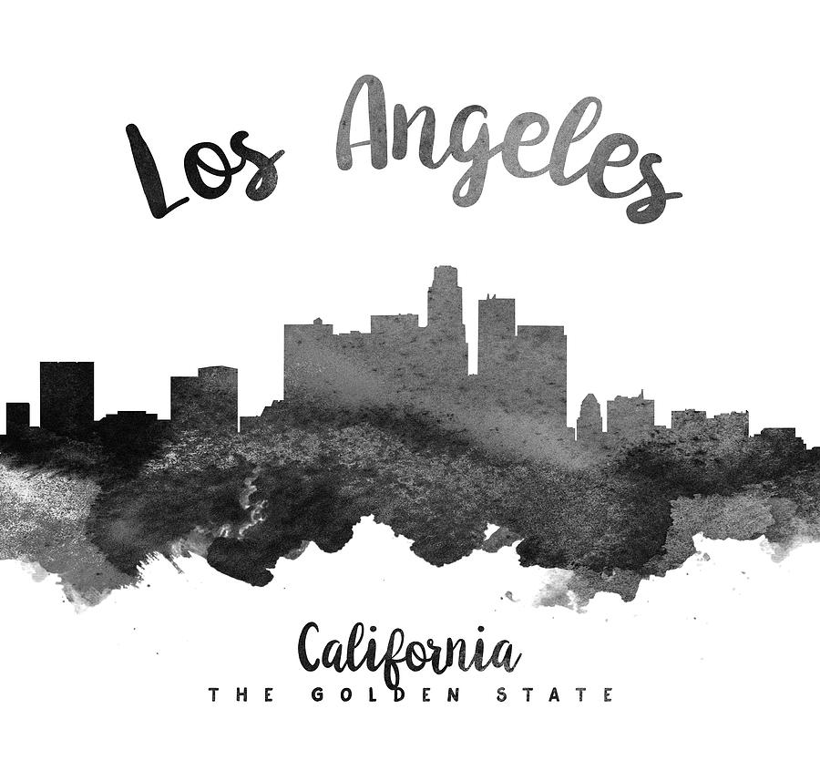 Los Angeles Painting - Los Angeles California Skyline 18 by Aged Pixel