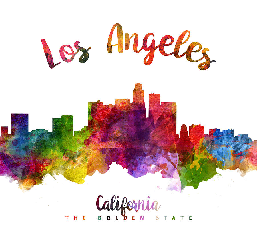 Los Angeles Painting - Los Angeles California Skyline 23 by Aged Pixel