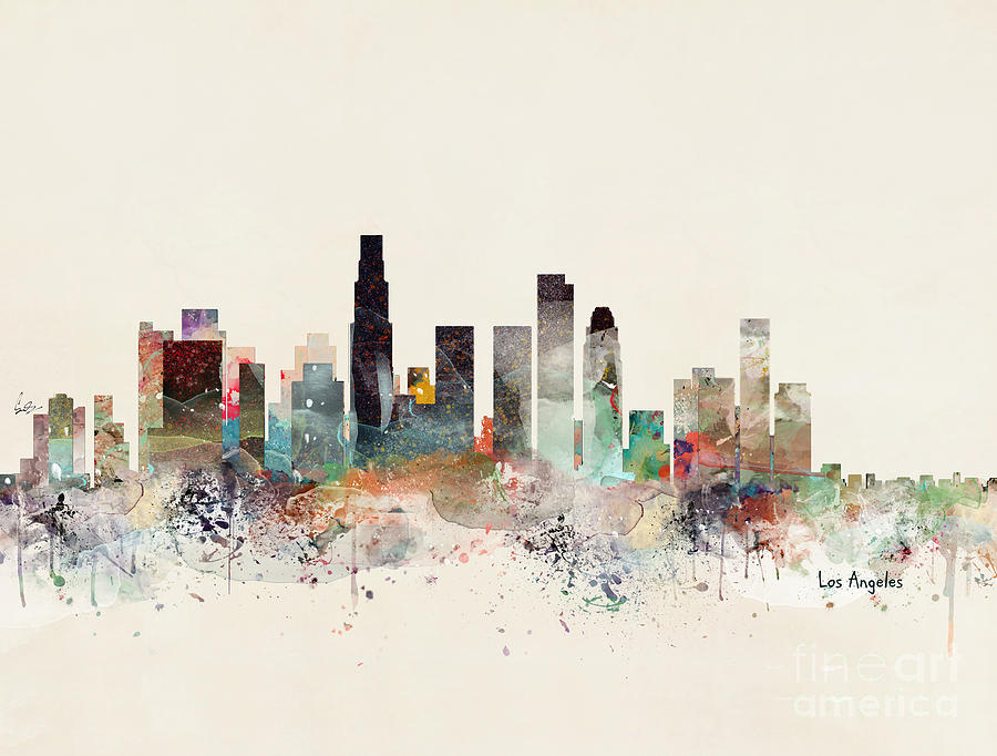 Los Angeles California Skyline Painting by Bri Buckley