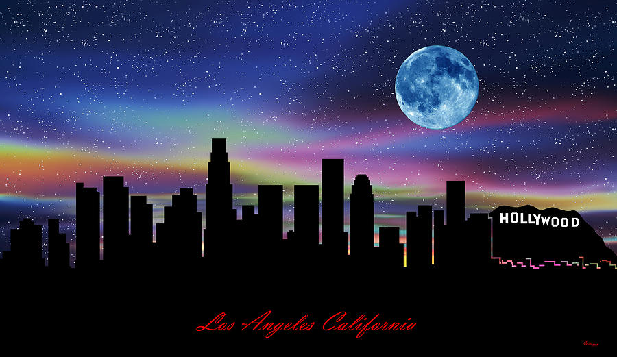 Los Angeles California Twilight Skyline Digital Art by Gregory Murray
