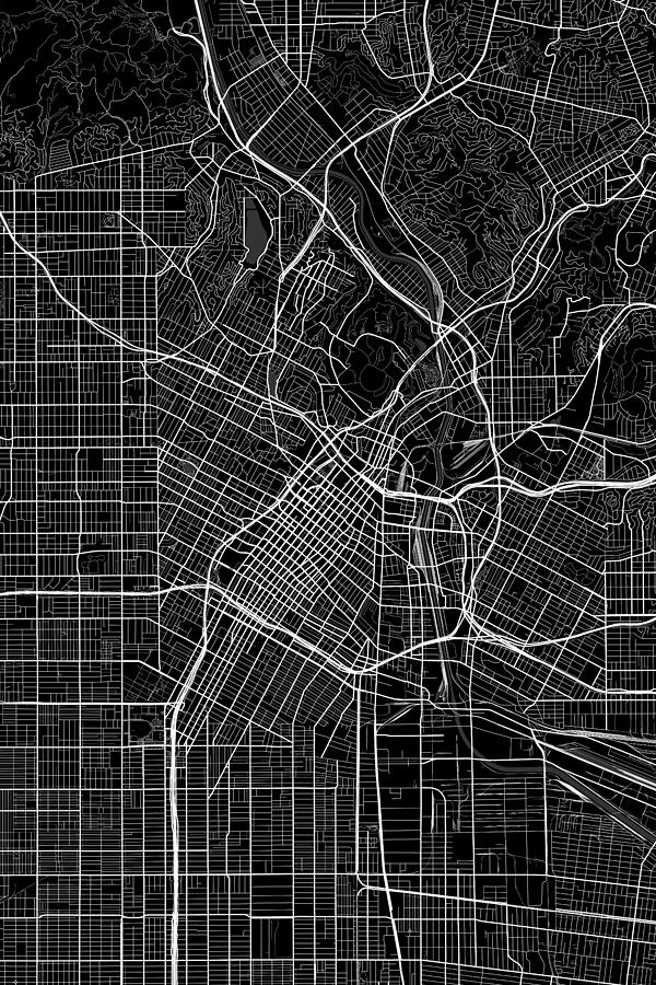deificusArt Los Angeles California Black City Street Map Art T-Shirt