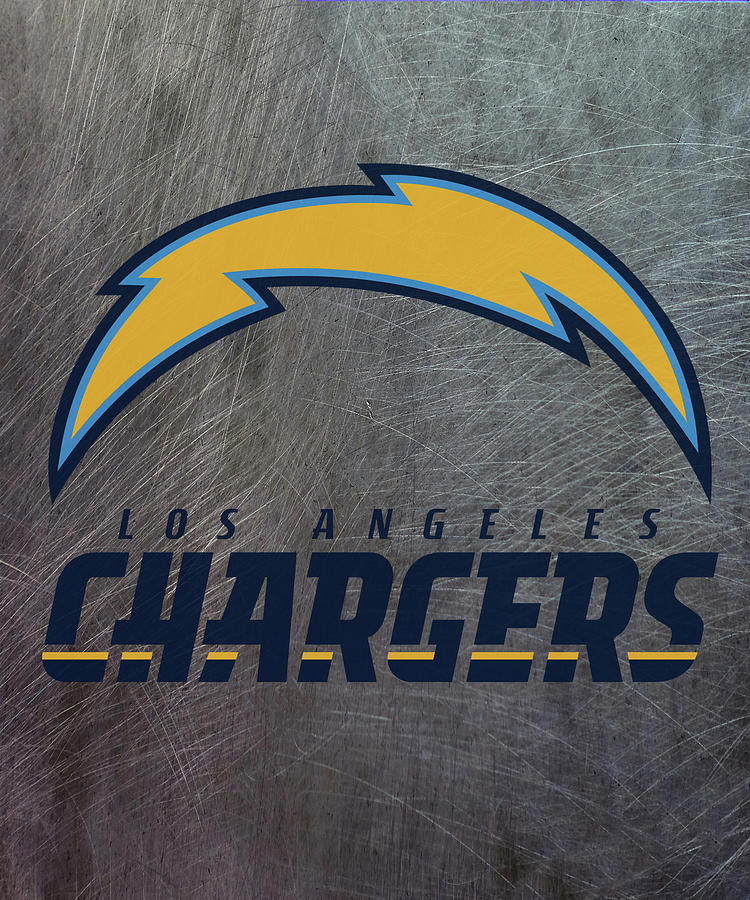 Los Angeles Chargers Mixed Media - Los Angeles Chargers on an abraded steel texture by Movie Poster Prints