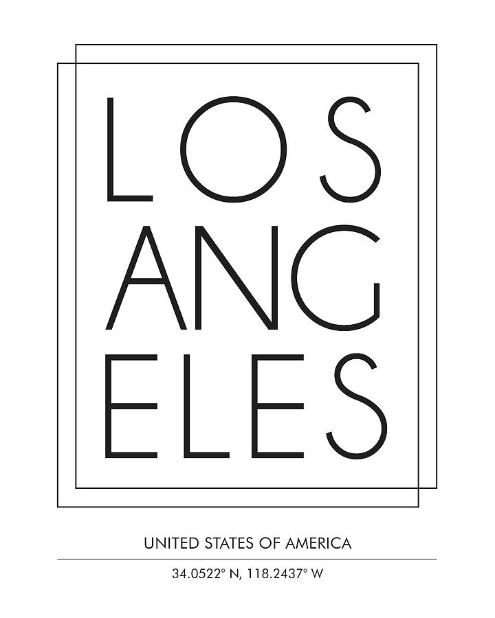 Los Angeles, United States Of America - City Name Typography - Minimalist City Posters Mixed Media