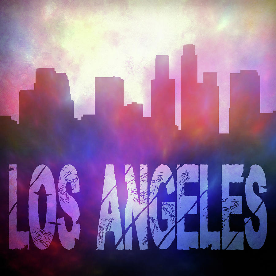 Los Angeles city skyline Painting by Lilia S