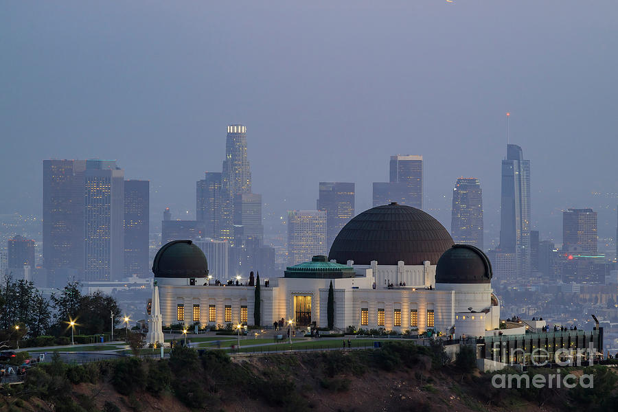 Los Angeles Downtown Nightscape With Griffin Observatory Photograph
