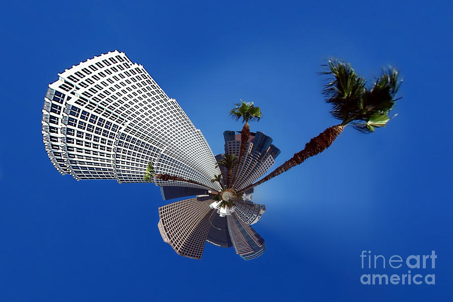 Los Angeles Highrise Palm Tree Abstract Photograph by Wernher Krutein