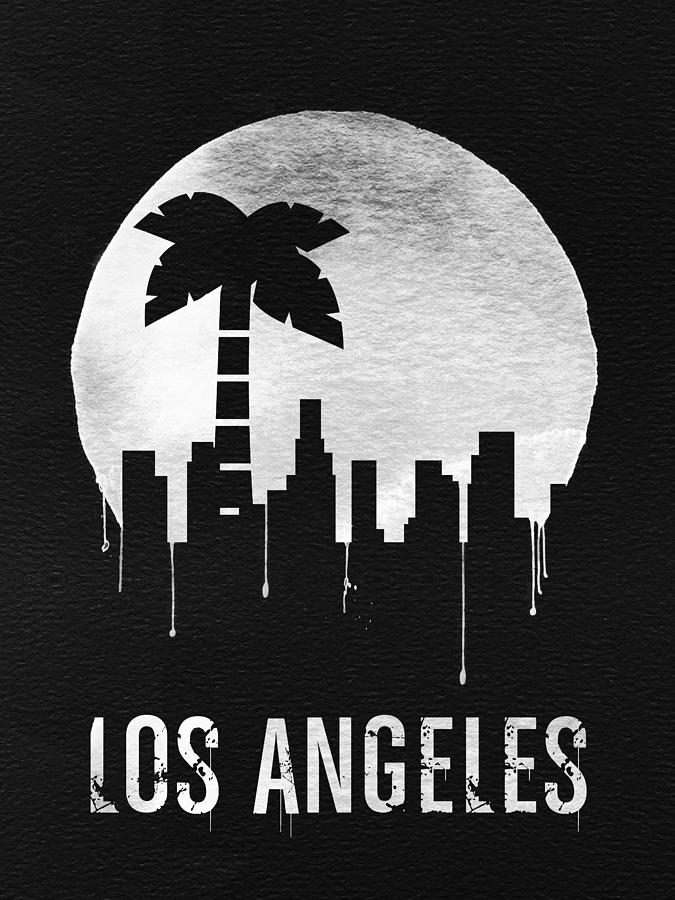 Los Angeles Digital Art - Los Angeles Landmark Black by Naxart Studio