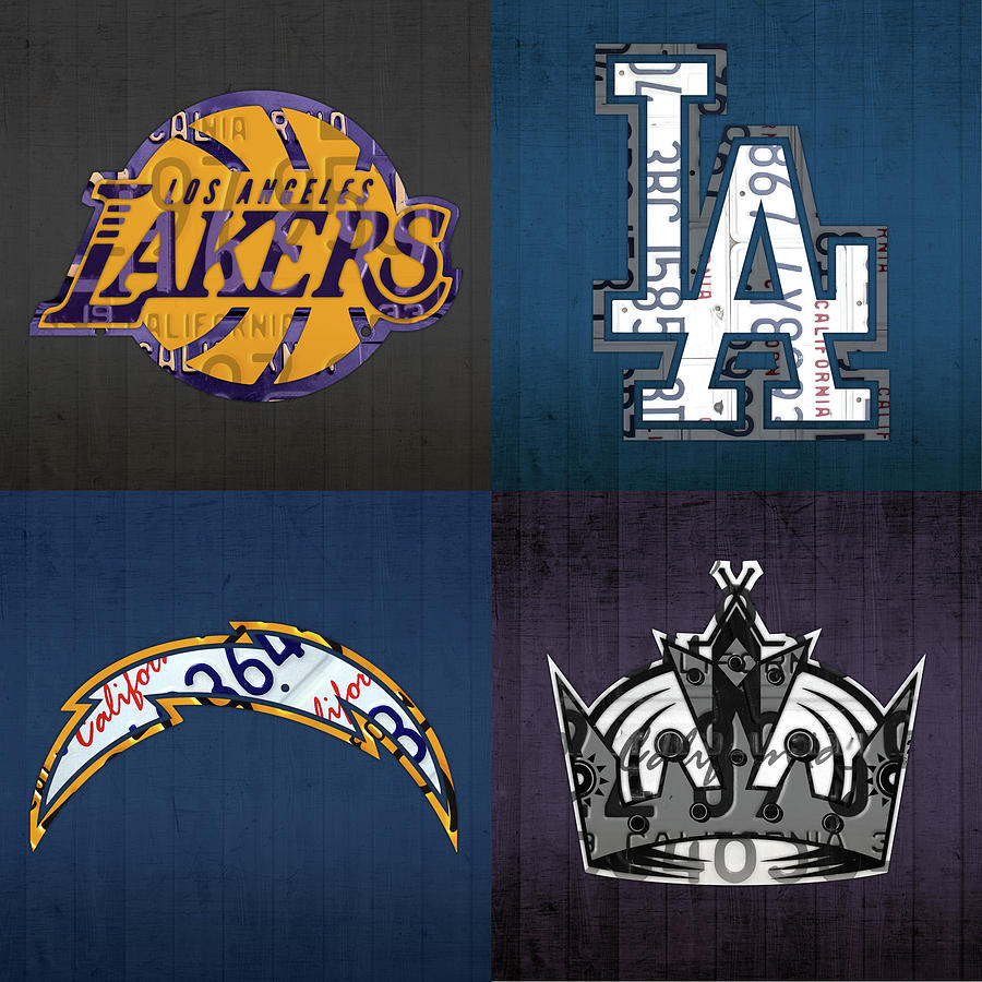 Los Angeles Mixed Media - Los Angeles License Plate Art Sports Design Lakers Dodgers Chargers Kings by Design Turnpike
