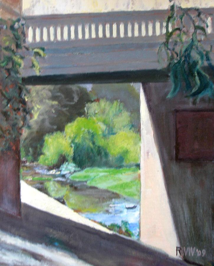 Los Angeles River through Fletcher Street Bridge Painting by Richard  Willson