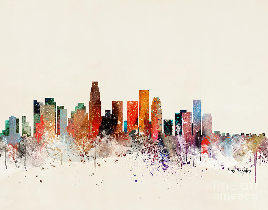 Los Angeles California Painting - Los Angeles Skyline by Bri Buckley