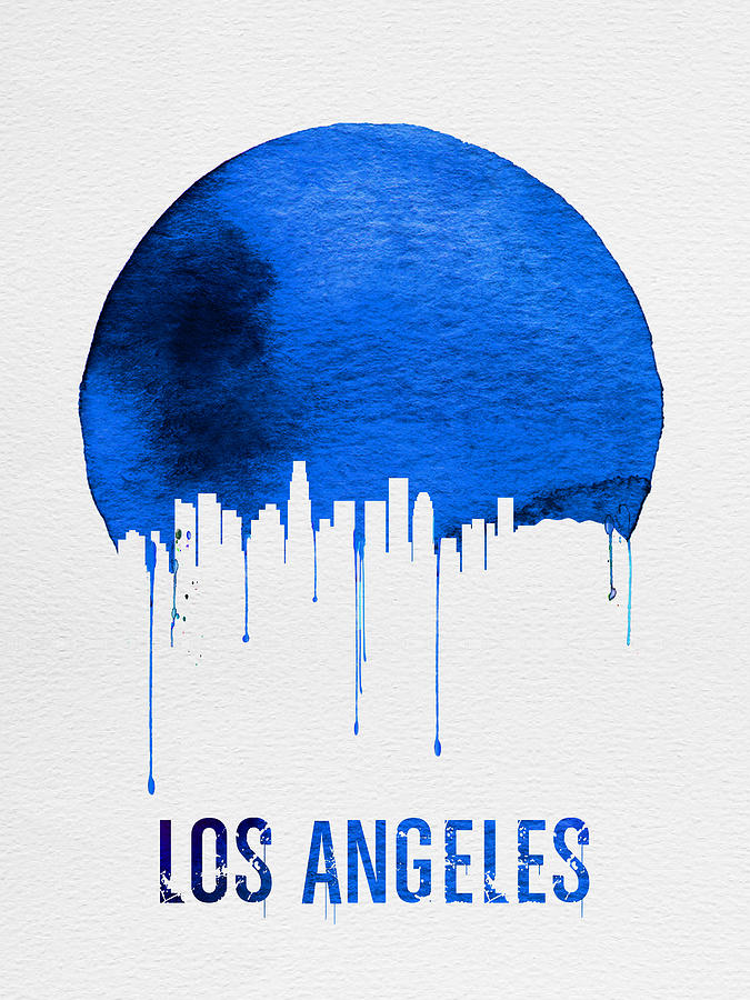 Los Angeles Painting - Los Angeles Skyline Blue by Naxart Studio