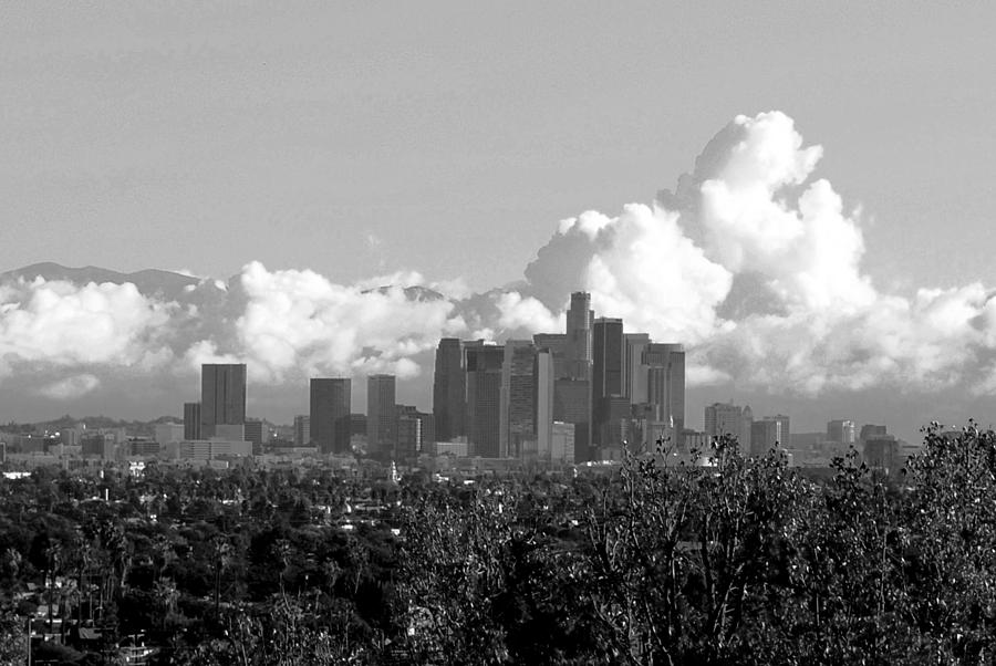Los Angeles Photograph - Los Angeles Skyline Cloudscape Black and White by Matt Quest