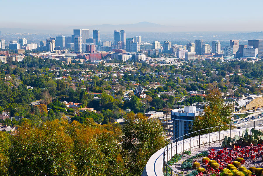 Los Angeles Skyline from the Getty Museum Photograph by Melinda Fawver