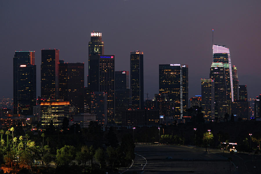 Los Angeles Skyline Nighttime 3 Photograph by Helaine Cummins